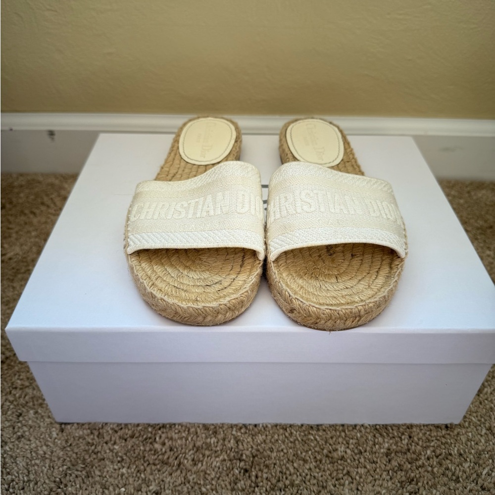 Dior Women's Cream Espadrille Slides - Picture 3 of 10